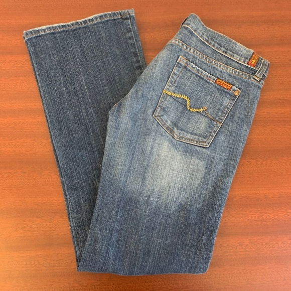 7 For All Mankind Denim - EUC 7FAM Factory Distressed Bootcut Jeweled Pocket